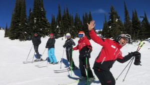 friends skiing at Big White