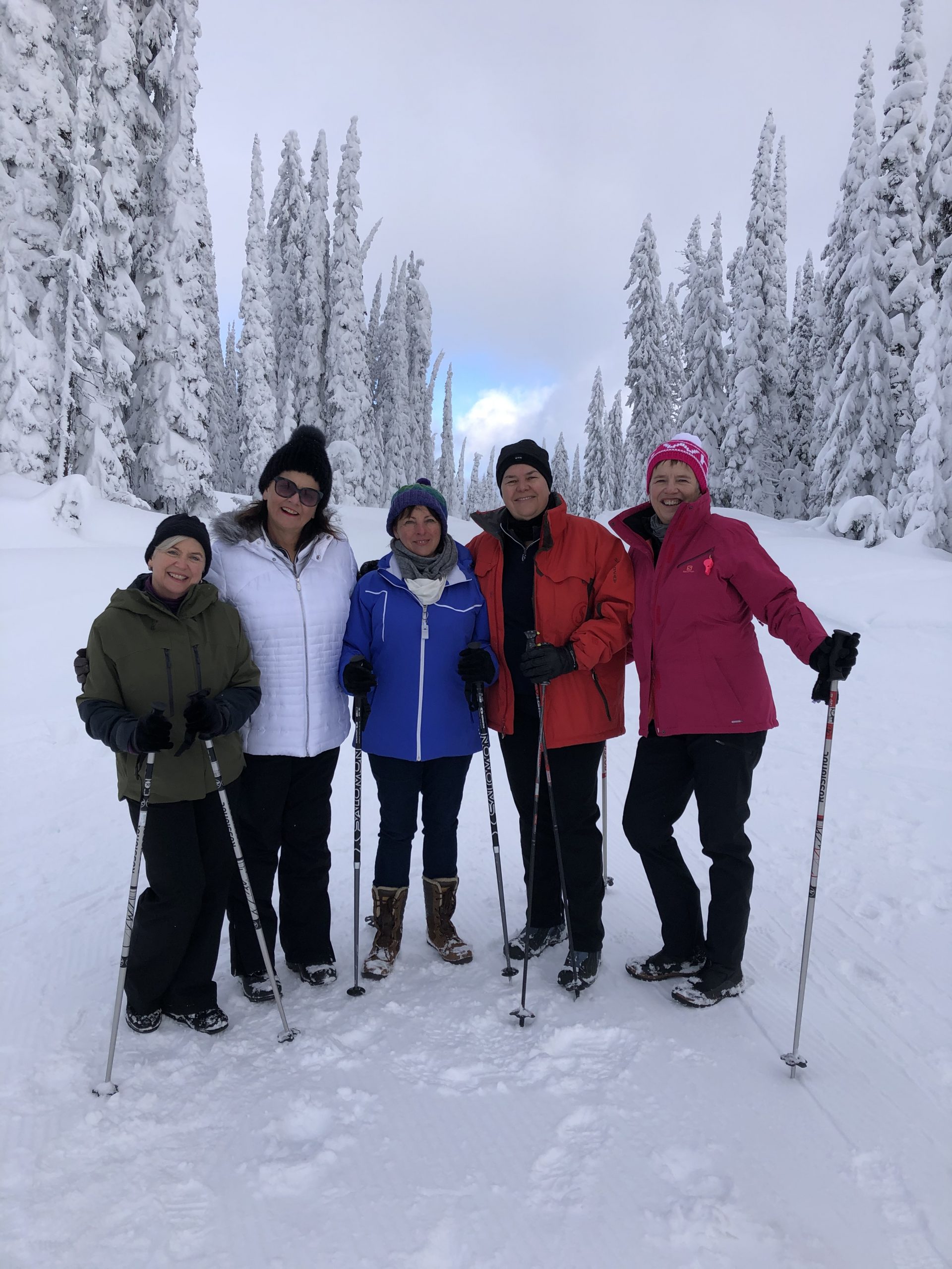 A group pepped up for a snowy day of fun at Big White